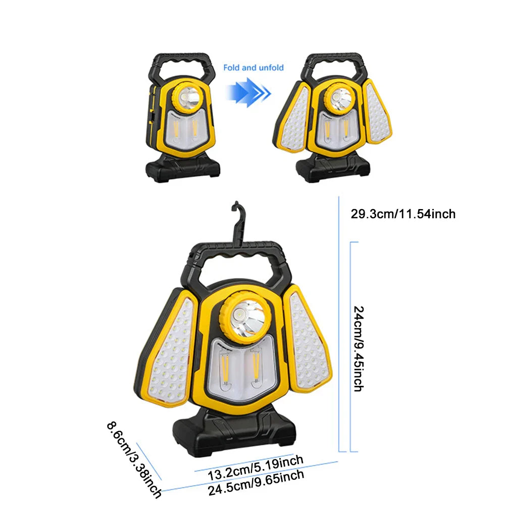 Solar Work Light Portable LED Rechargeable Outdoor Flood Light