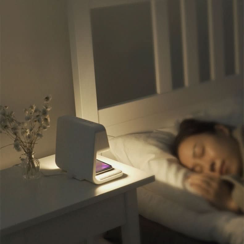Table Lamp Wireless Charger LED Alarm Clock Station