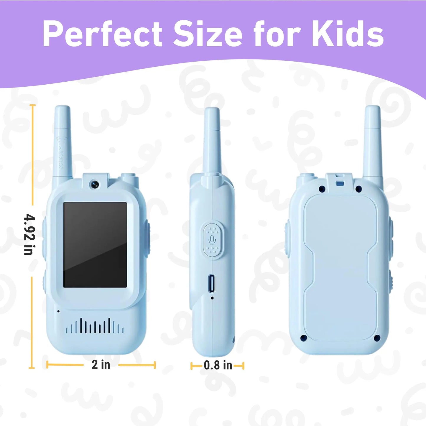 Walkie Talkies for Kids with Video Screen USB Rechargeable 2 Pack