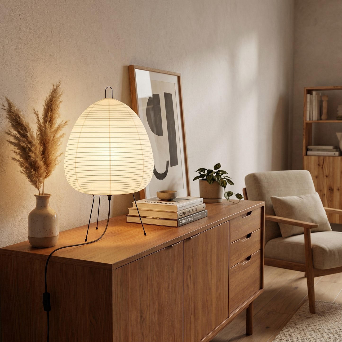 Akari Style Paper Table Lamp