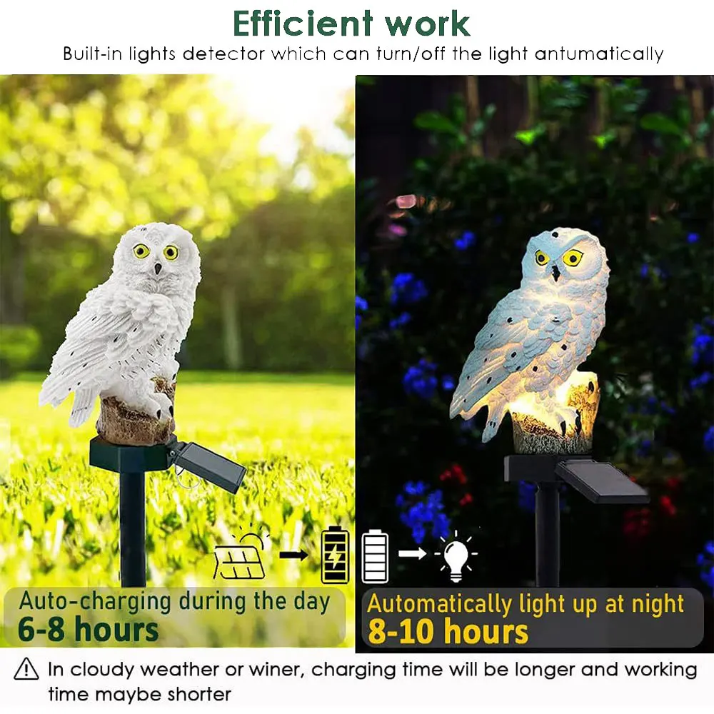 Outdoor Solar Owl Lamp Set with LED Lighting