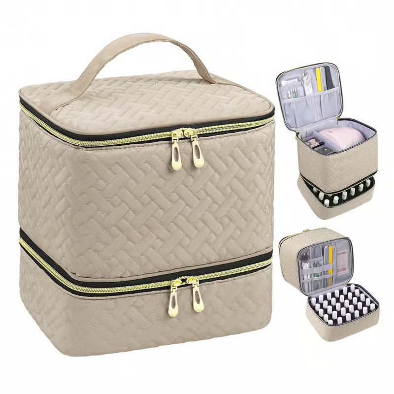 Nail Art Organizer Bag Double Layer Spill Proof Nail Storage Case