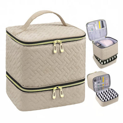 Nail Art Organizer Bag Double Layer Spill Proof Nail Storage Case