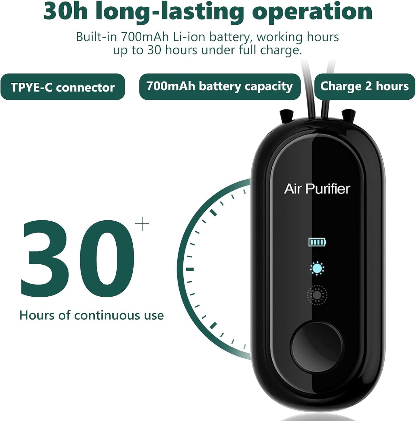 Air Purifier Personal Wearable Negative Ion USB Rechargeable Necklace
