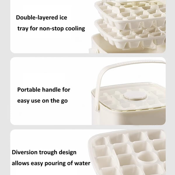 Ice Cube Tray Stackable Silicone Ice Maker Mold with Lid Leak Proof