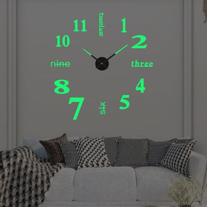 DIY Wall Clock Large 3D Frameless Silent for Living Room Decor