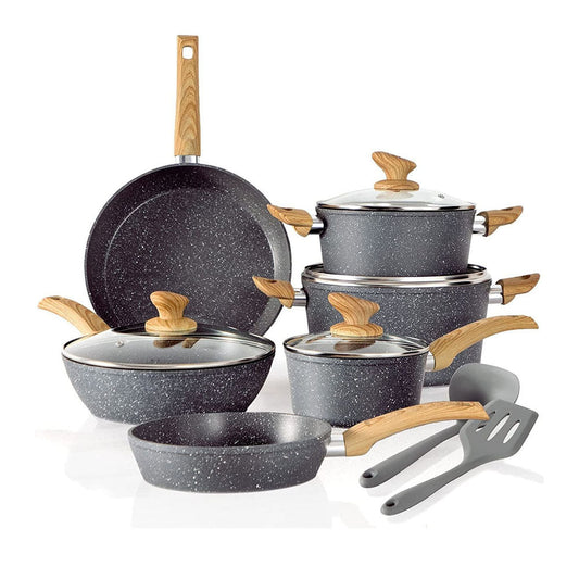 12-Piece Granite Coated Nonstick Cookware Set for Kitchens