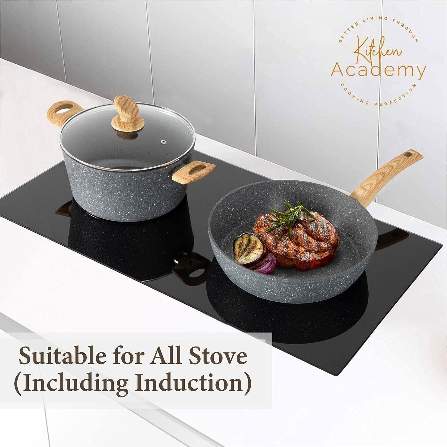 12-Piece Granite Coated Nonstick Cookware Set for Kitchens
