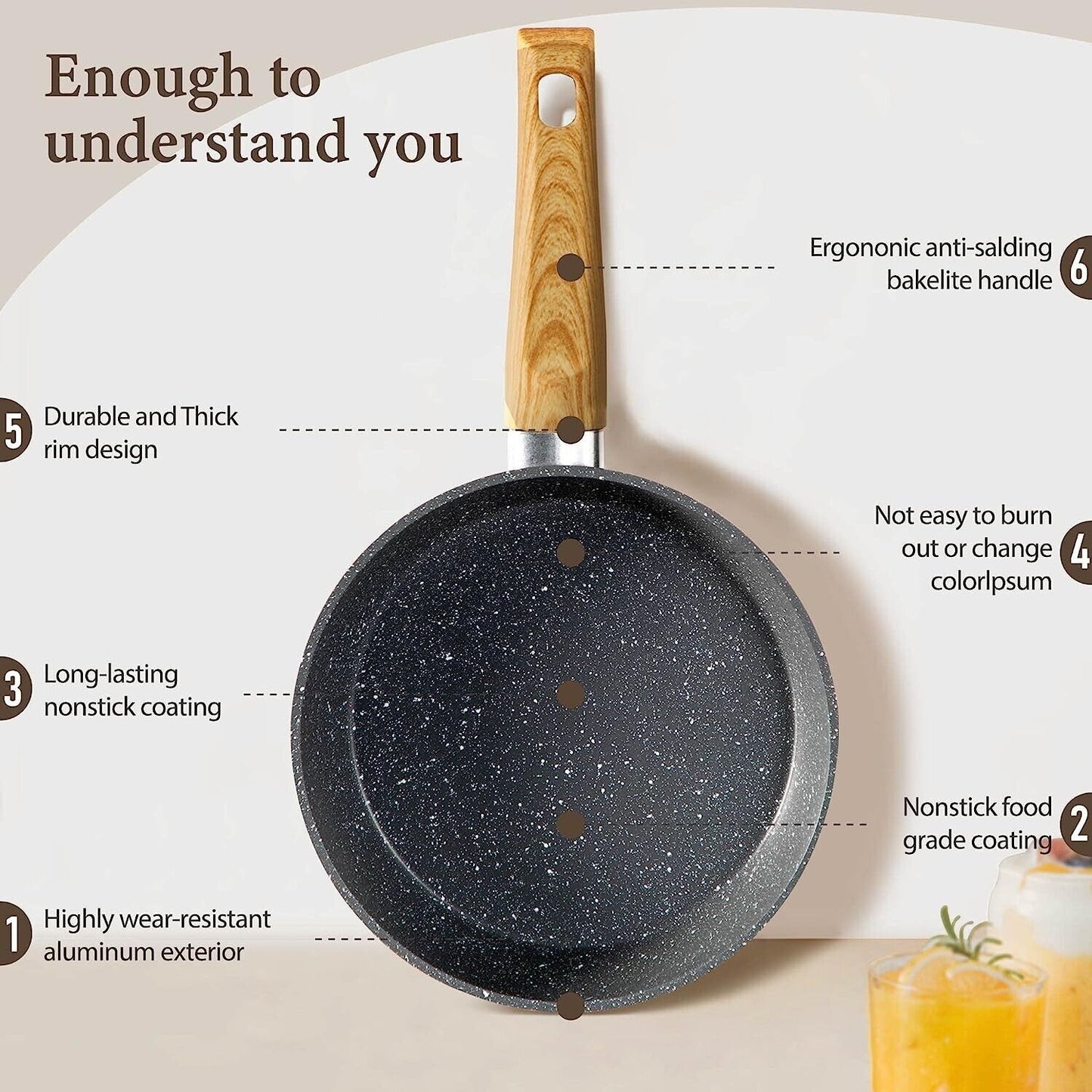 12-Piece Granite Coated Nonstick Cookware Set for Kitchens