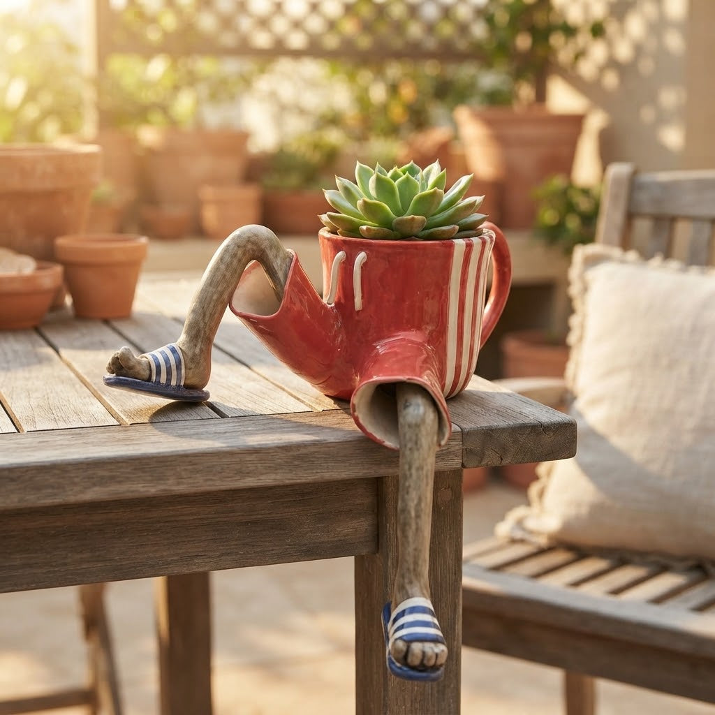 Succulent Pot Funny Planter with Dangling Legs Cute Shelf Sitter Gift