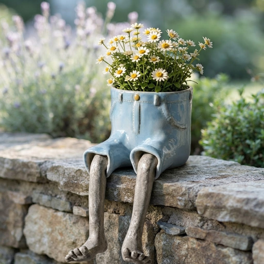 Succulent Pot Funny Planter with Dangling Legs Cute Shelf Sitter Gift