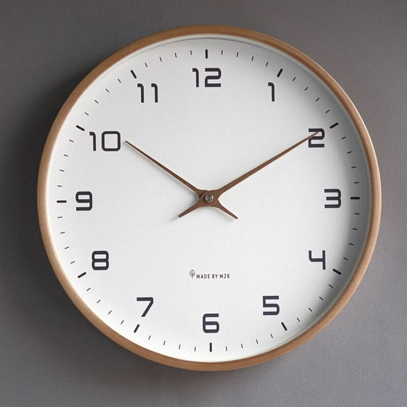 Wall Clock Wooden Scandinavian Minimalist Silent Quartz Clock