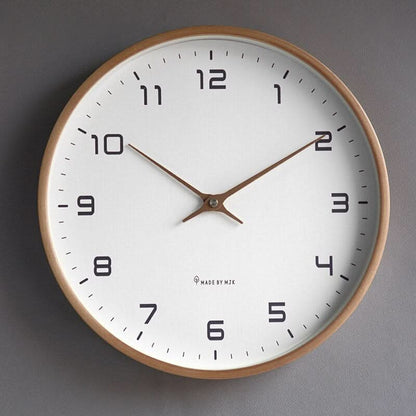 Wall Clock Wooden Scandinavian Minimalist Silent Quartz Clock