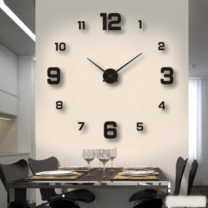 DIY Wall Clock Large 3D Frameless Silent for Living Room Decor