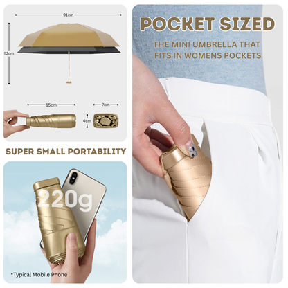 Umbrella Mini Travel UPF 50 Windproof Compact Folding Umbrella