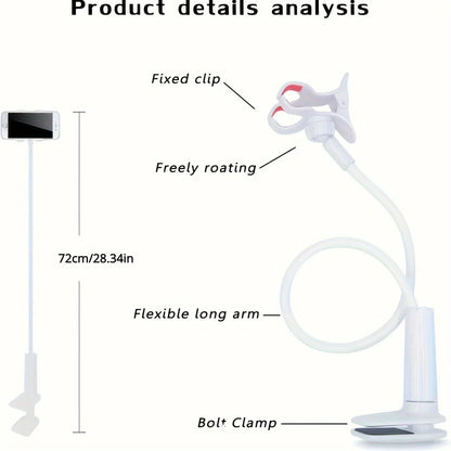 Phone Holder for Bed Gooseneck Phone Stand Long Arm Clamp for Desk