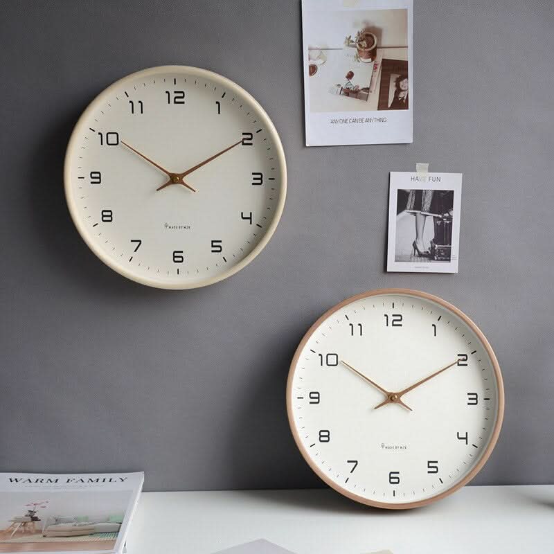 Wall Clock Wooden Scandinavian Minimalist Silent Quartz Clock