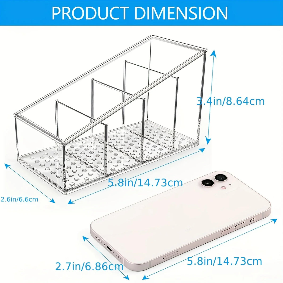 Remote Control Holder Clear Acrylic Desk Organizer with 4 Compartments