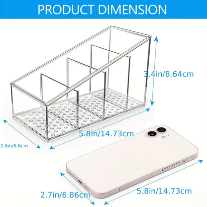 Remote Control Holder Clear Acrylic Desk Organizer with 4 Compartments