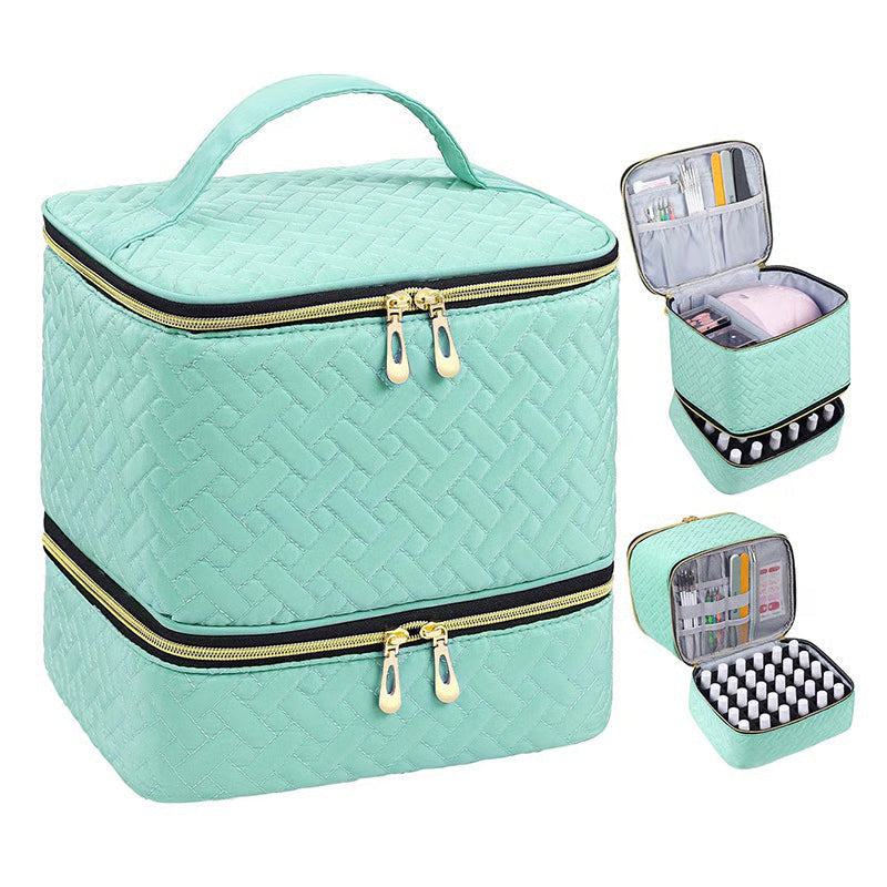 Nail Art Organizer Bag Double Layer Spill Proof Nail Storage Case