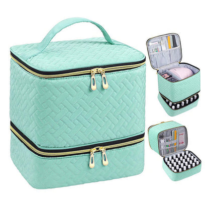Nail Art Organizer Bag Double Layer Spill Proof Nail Storage Case