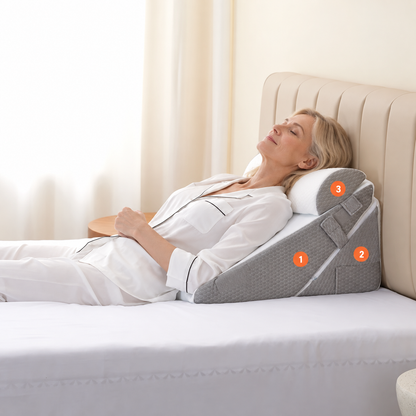 Wedge Pillow Adjustable Memory Foam Bed Reading Pillow with Neck Roll