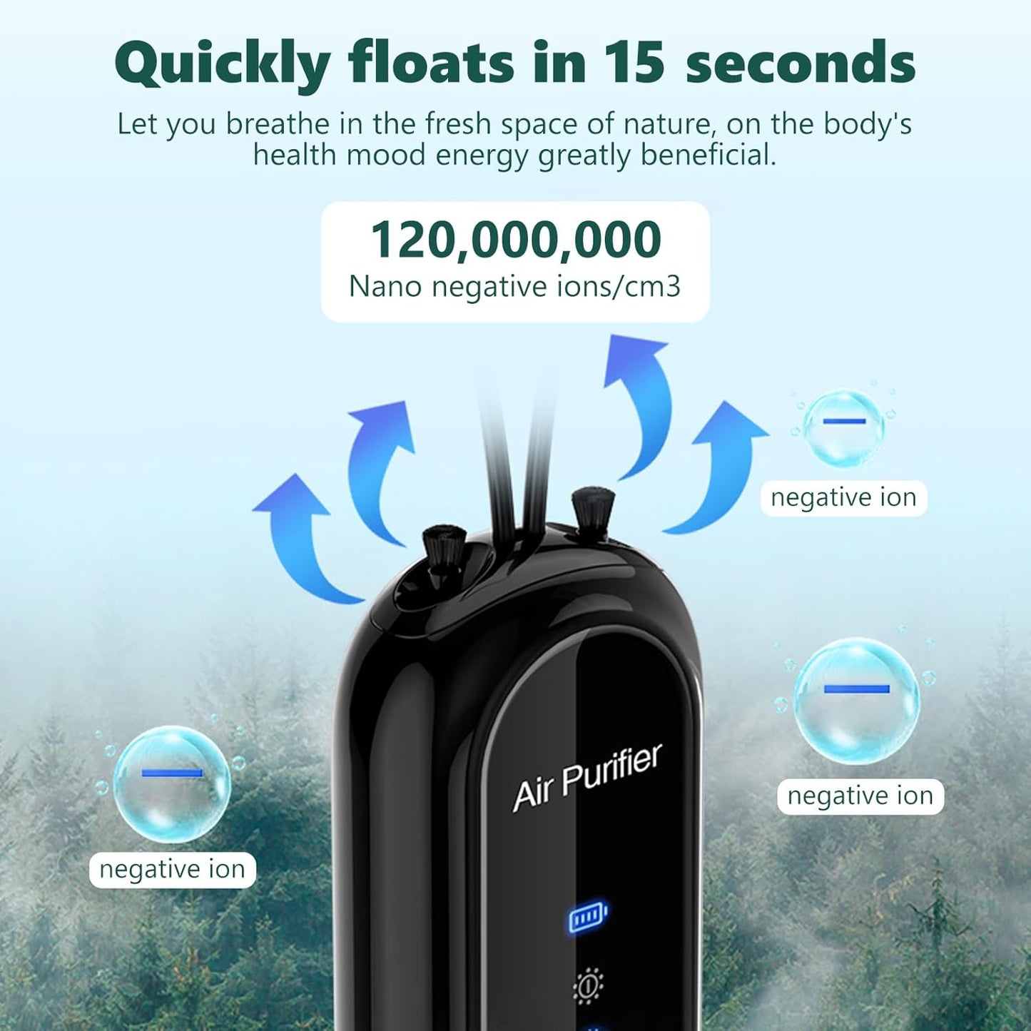 Air Purifier Personal Wearable Negative Ion USB Rechargeable Necklace