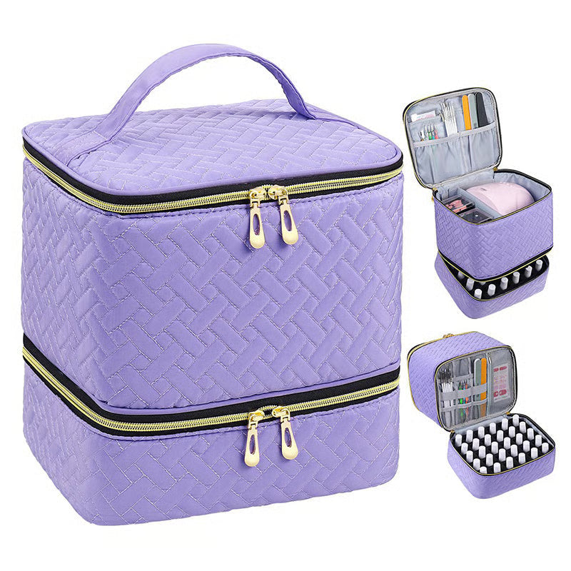Nail Art Organizer Bag Double Layer Spill Proof Nail Storage Case