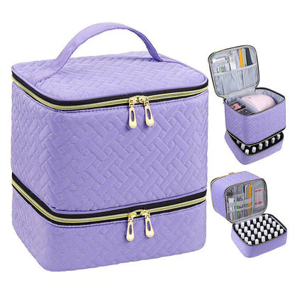 Nail Art Organizer Bag Double Layer Spill Proof Nail Storage Case