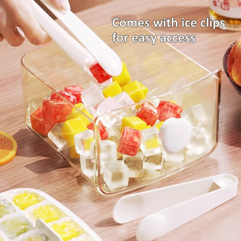 Ice Cube Tray Stackable Silicone Ice Maker Mold with Lid Leak Proof