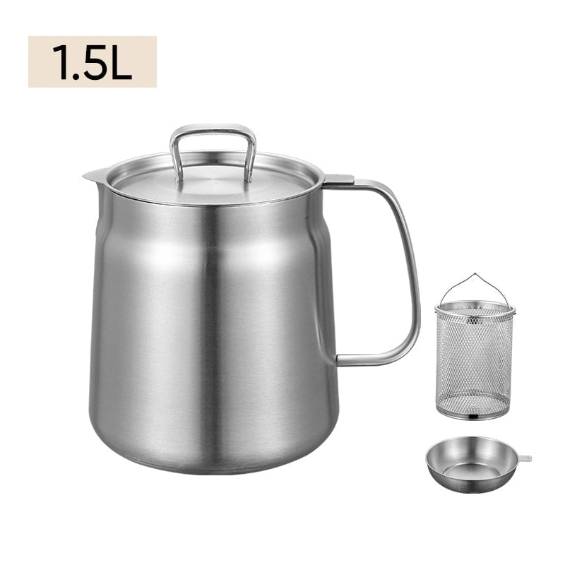 Oil Dispenser Oil Strainer Stainless Steel Cooking Oil Filter Pot