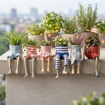 Succulent Pot Funny Planter with Dangling Legs Cute Shelf Sitter Gift