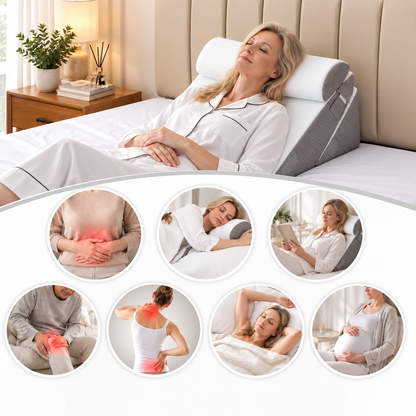 Wedge Pillow Adjustable Memory Foam Bed Reading Pillow with Neck Roll