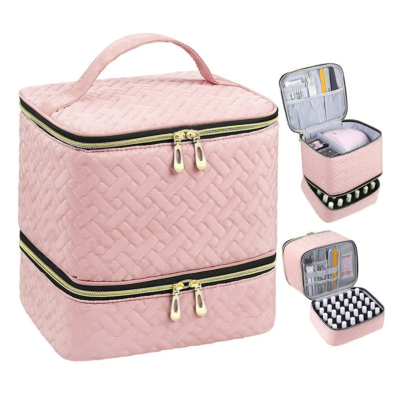 Nail Art Organizer Bag Double Layer Spill Proof Nail Storage Case