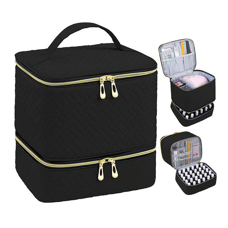 Nail Art Organizer Bag Double Layer Spill Proof Nail Storage Case