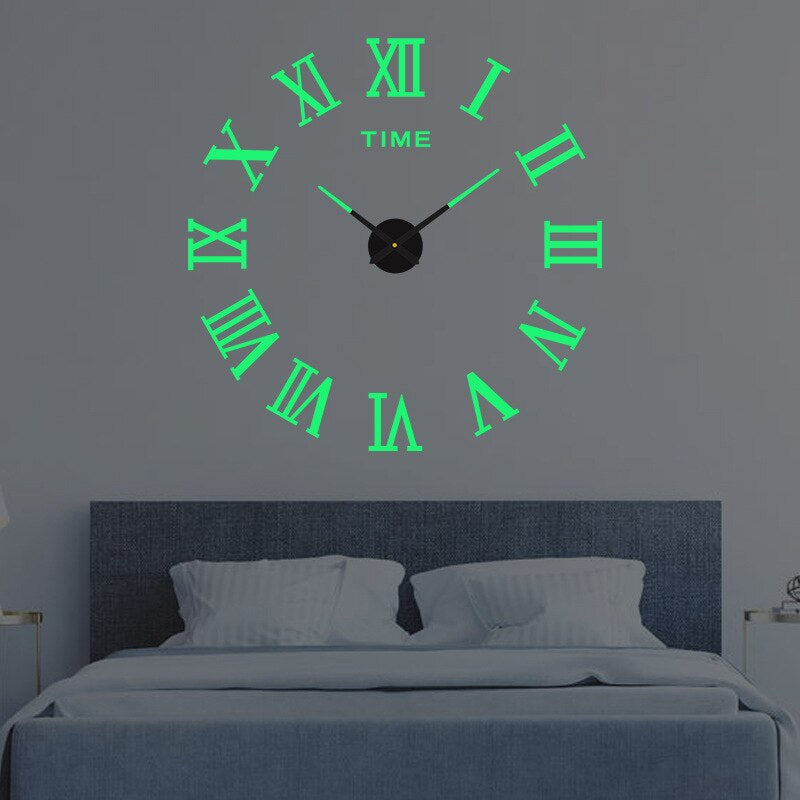 DIY Wall Clock Large 3D Frameless Silent for Living Room Decor