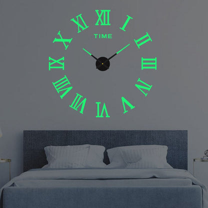 DIY Wall Clock Large 3D Frameless Silent for Living Room Decor