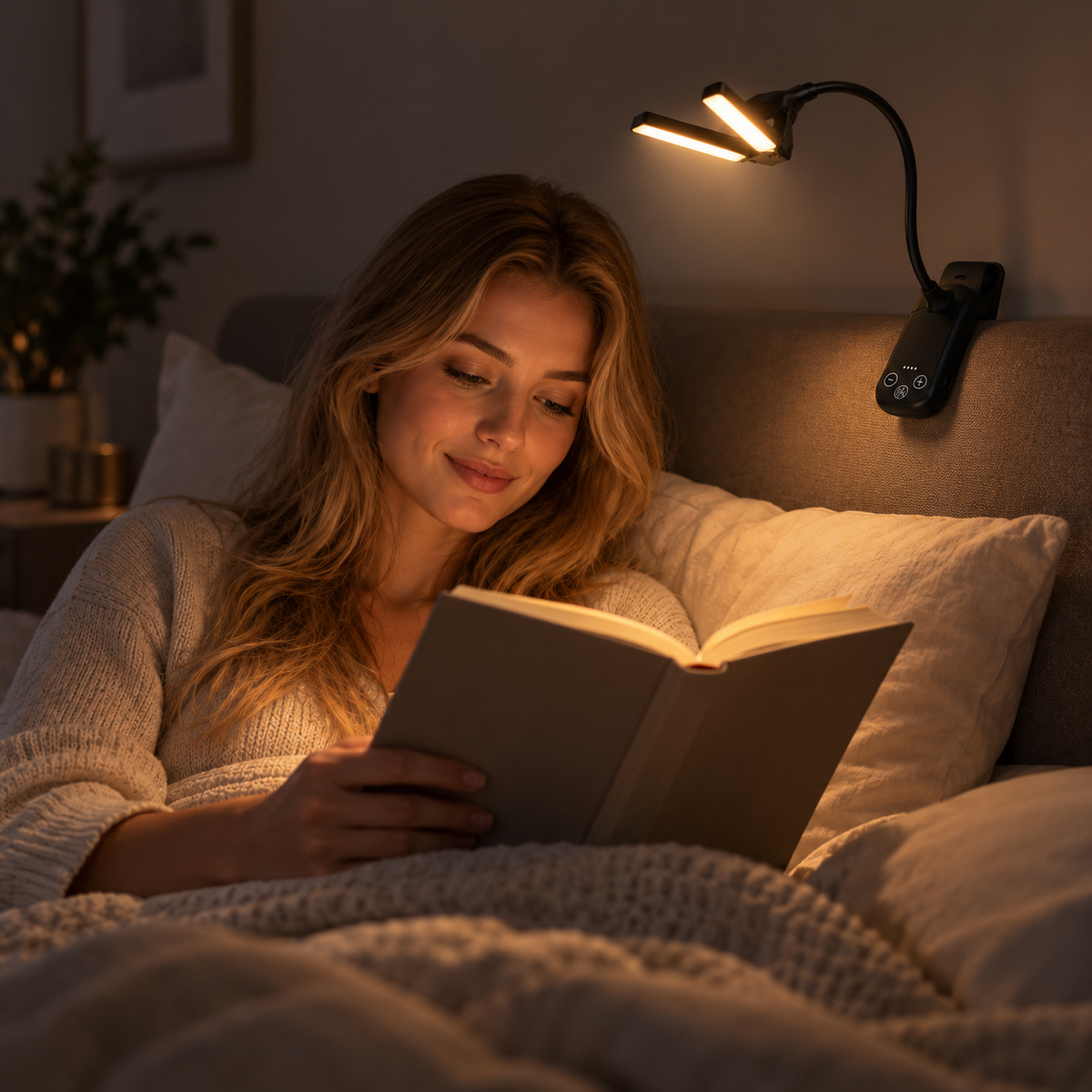 Book Light for Reading in Bed Rechargeable Clip On LED Reading Lamp