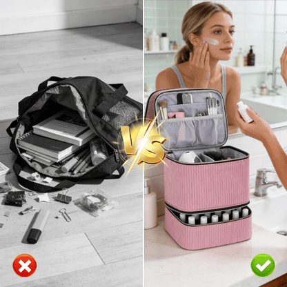 Nail Art Organizer Bag Double Layer Spill Proof Nail Storage Case