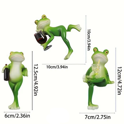 Garden Statue Frog Decor for Flower Pots Hand Painted Outdoor