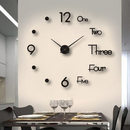 DIY Wall Clock Large 3D Frameless Silent for Living Room Decor