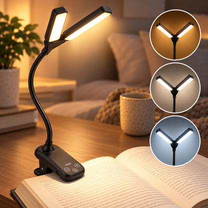 Book Light for Reading in Bed Rechargeable Clip On LED Reading Lamp