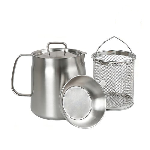 Oil Dispenser Oil Strainer Stainless Steel Cooking Oil Filter Pot