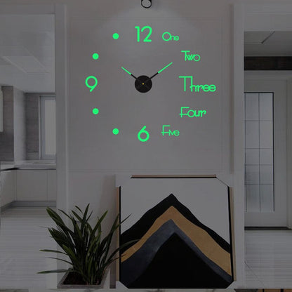 DIY Wall Clock Large 3D Frameless Silent for Living Room Decor