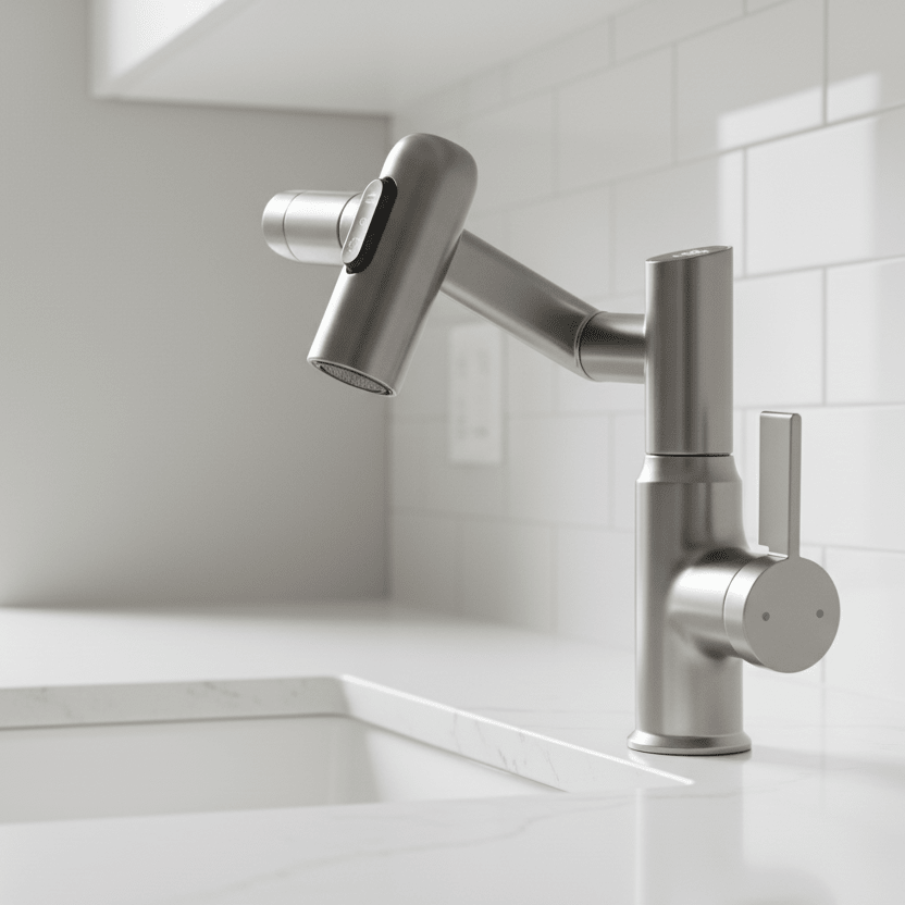 Kitchen Faucet Pull Down 360 Degree LED Temperature Faucet