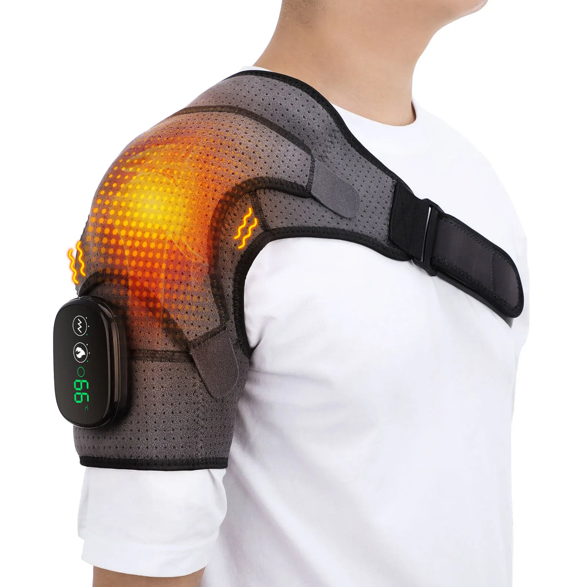 Heated Shoulder Brace Massager Wireless with Vibration for Pain