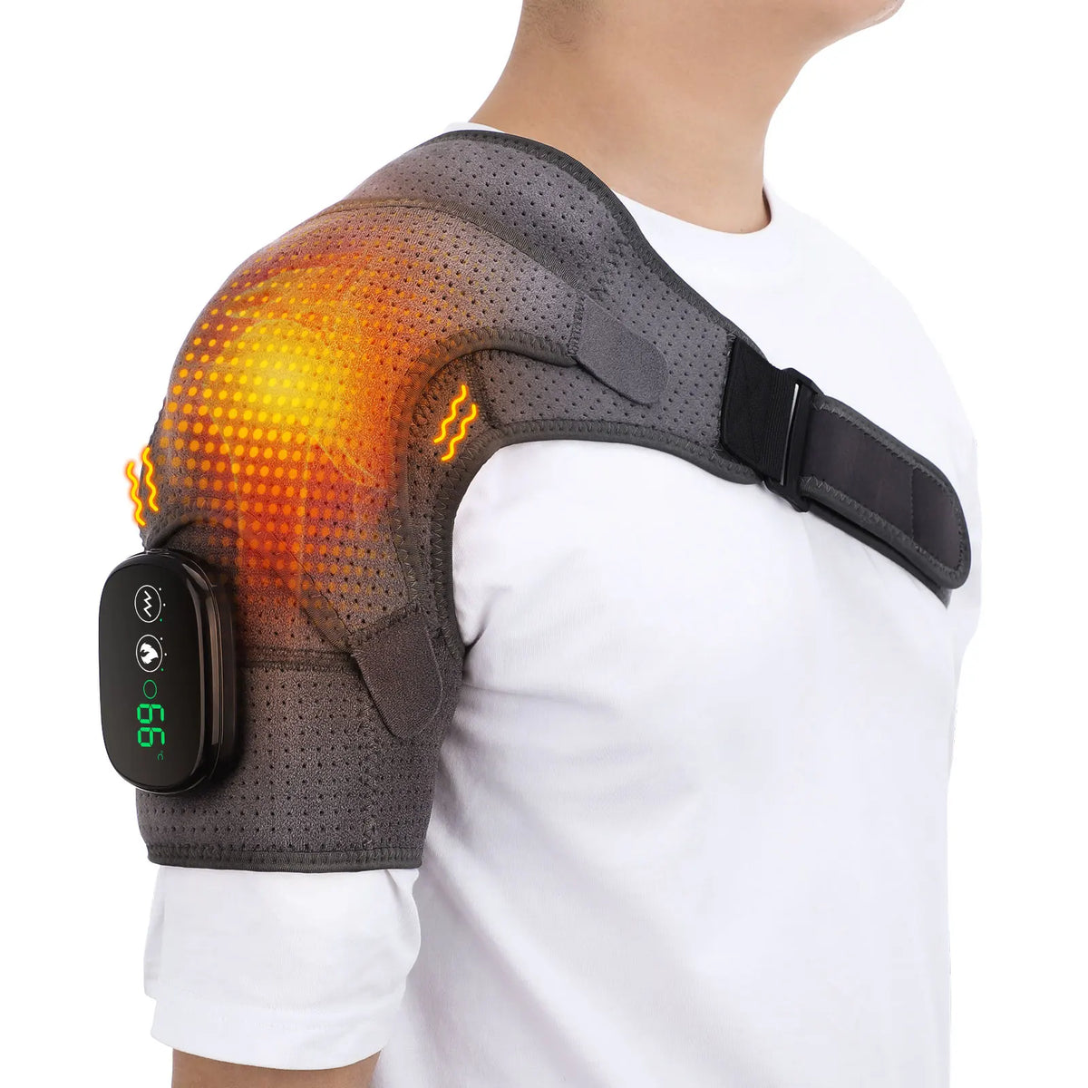 Heated Shoulder Brace Massager Wireless with Vibration for Pain
