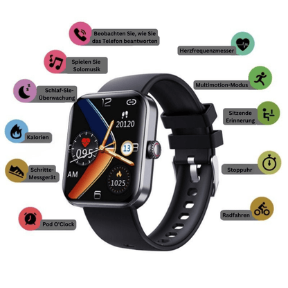 Smart Watch Health Monitor with Glucose Trend and Heart Tracking