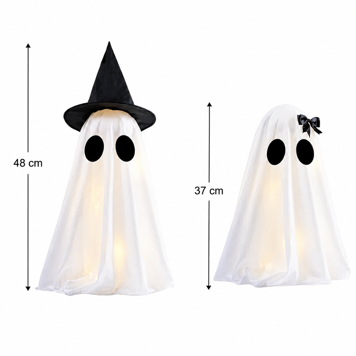 Halloween Decorations Indoor Light Up Ghosts Set of 2 with Witch Hat