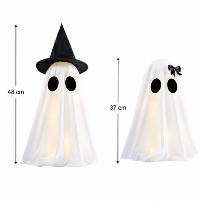 Halloween Decorations Indoor Light Up Ghosts Set of 2 with Witch Hat